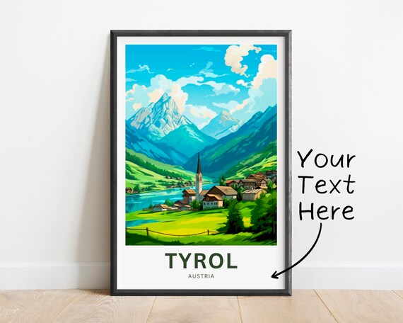 Tyrol Austria Personalized Alpine Village Mountain Travel Art Poster