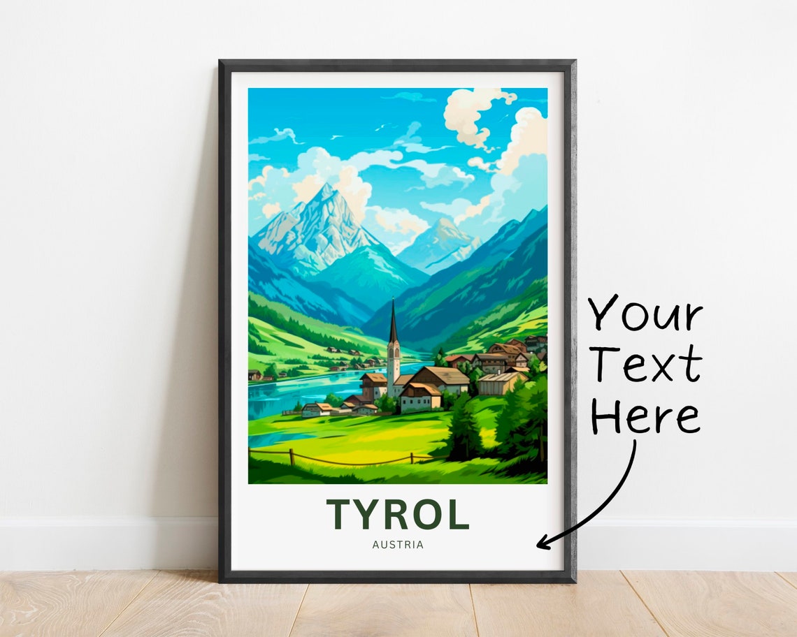 Tyrol Austria Personalized Alpine Village Mountain Travel Art Poster