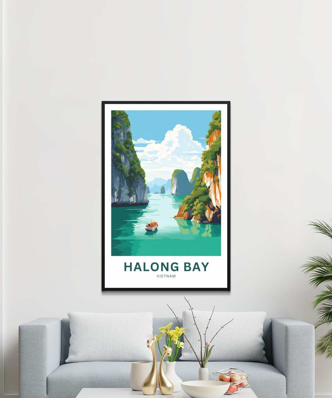 Halong Bay Vietnam Limestone Karst Cruise Boat Travel Poster - Image 3