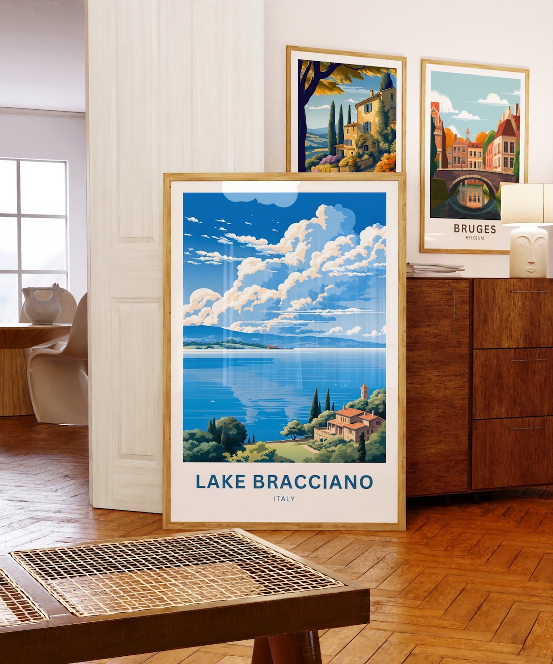 Lake Bracciano Villa View Blue Lake Clouds Italy Travel Poster - Image 5