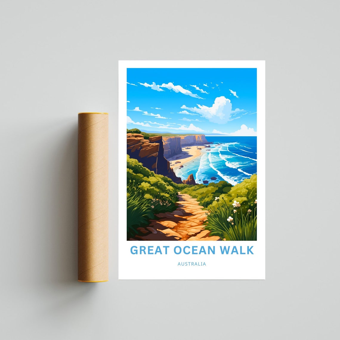 Great Ocean Walk Australia Red Cliff Cove Trail Travel Poster - Image 4
