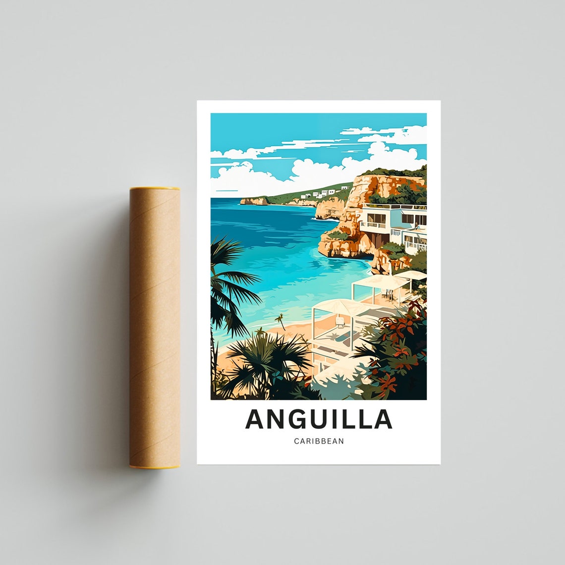 Anguilla Travel Print Anguilla Poster Caribbean Wall Art Framed Present Gift Caribbean Present - Image 4