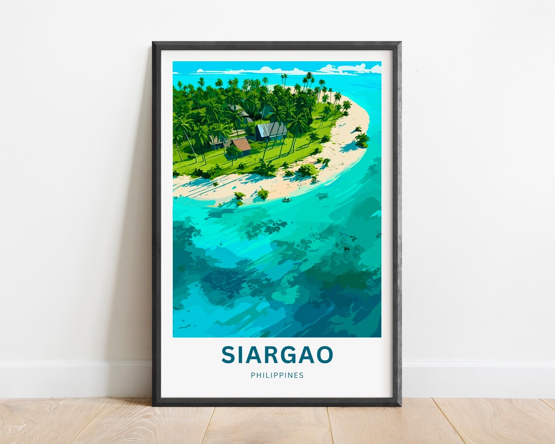 Siargao Philippines Aerial Island View Palm Grove Turquoise Sea Poster