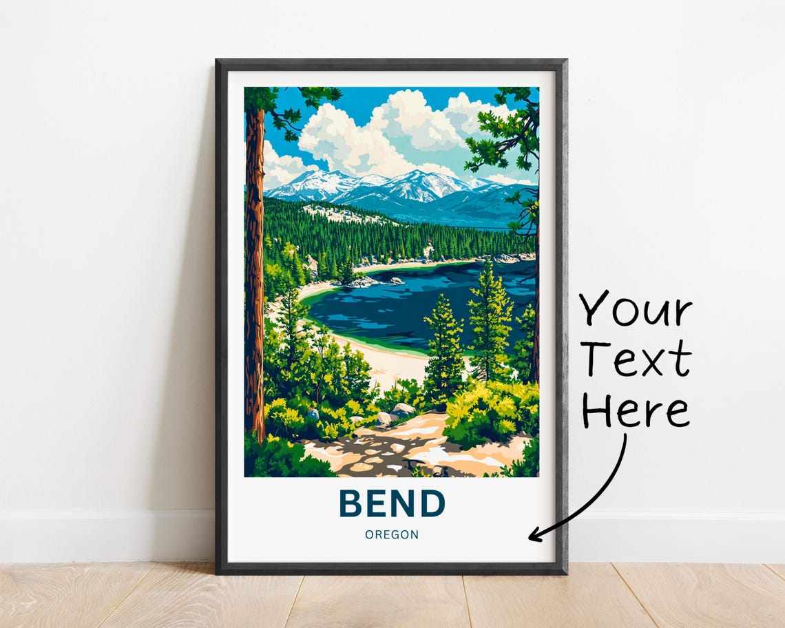 Bend Oregon Mountain Lake Pine Forest Alpine View Travel Poster - Image 3