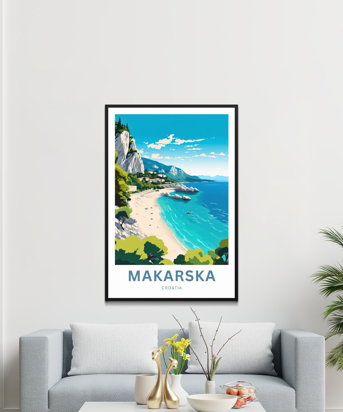 Makarska Croatia Adriatic Cliff Beach Turquoise Sea View Poster - Image 3