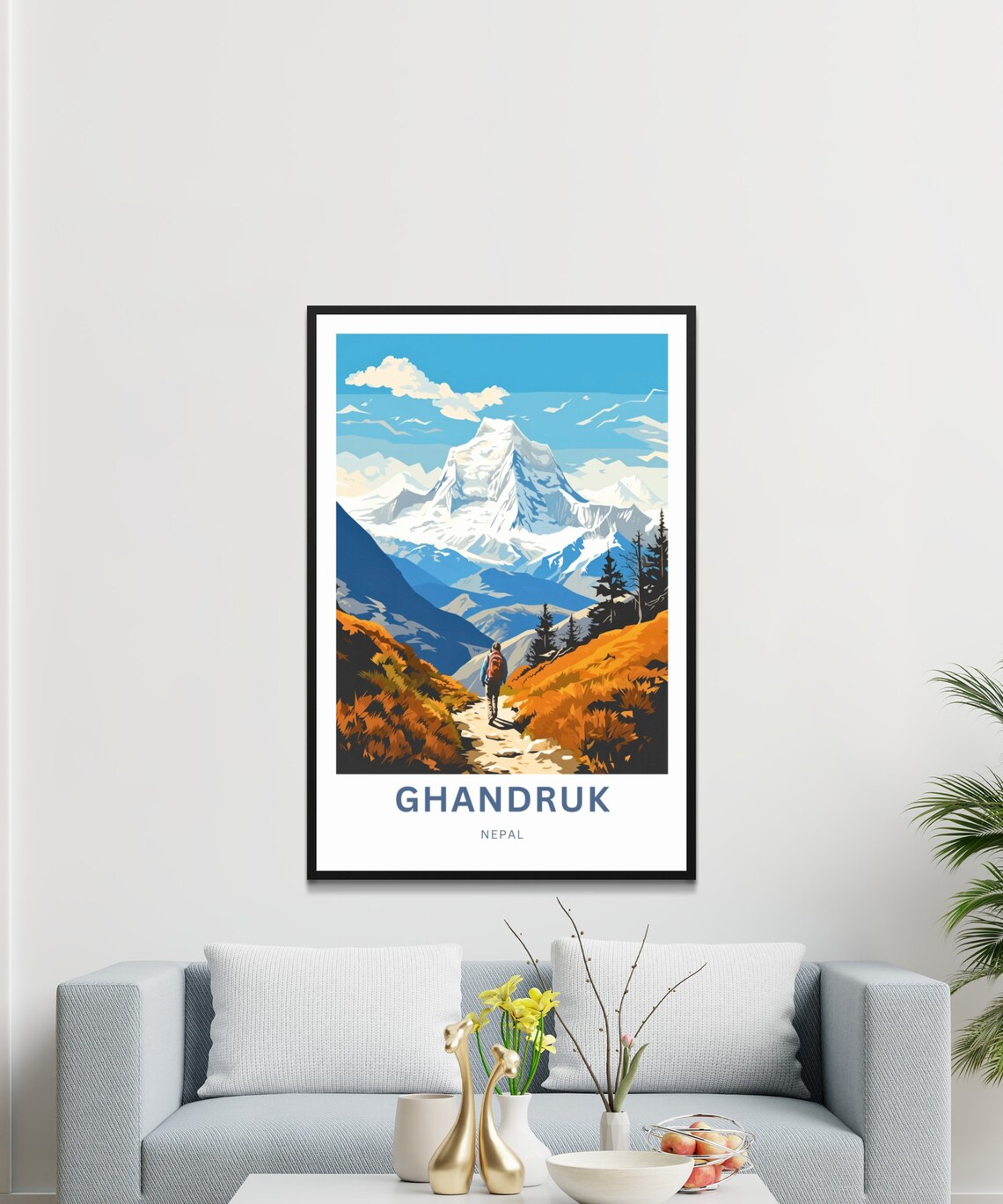 Ghandruk Nepal Himalayan Trek Hiker Snow Peak Mountain Trail Poster - Image 4