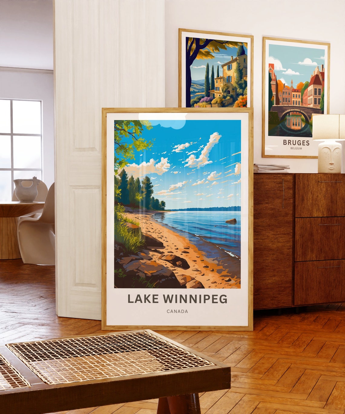 Lake Winnipeg Canada Sandy Beach Pine Shore Summer Scene Poster
