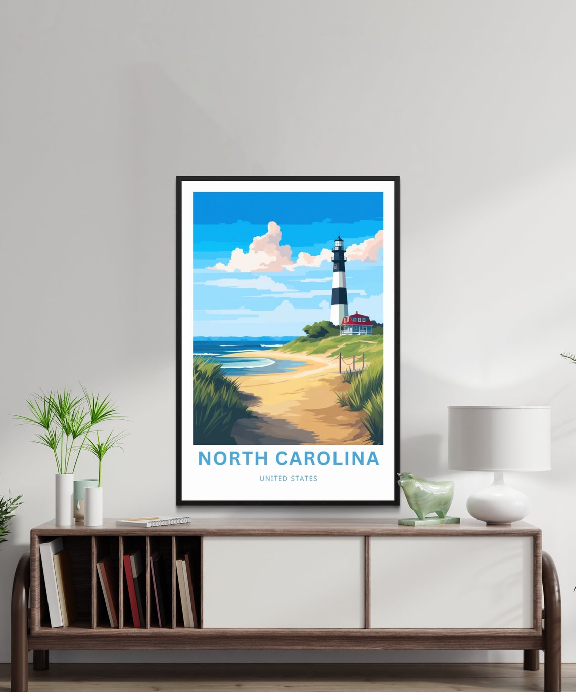North Carolina Personalized Travel Poster Lighthouse Custom Name Gift - Image 2