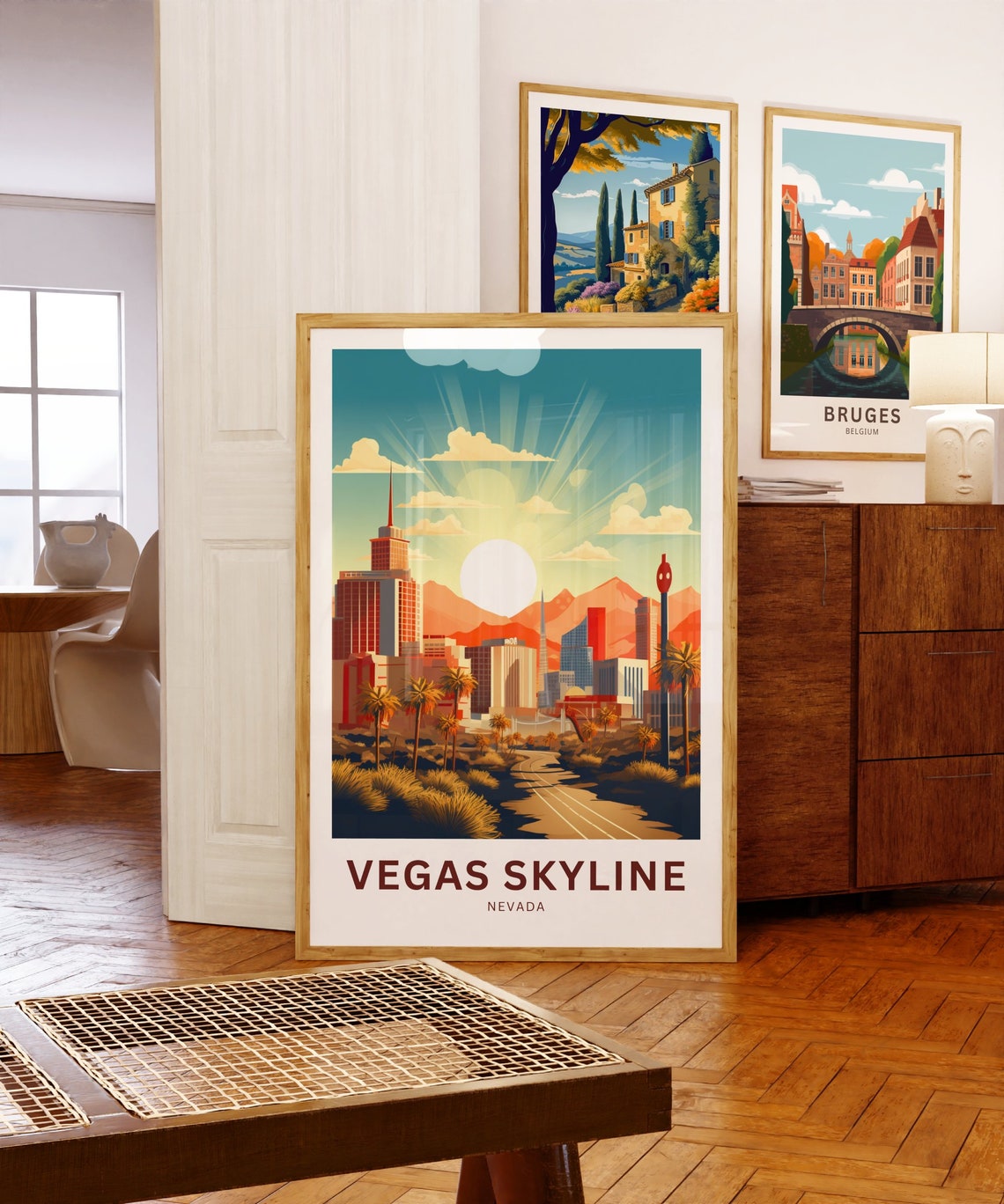 Personalized Vegas Skyline Nevada Desert Sunset Travel Poster - Image 5