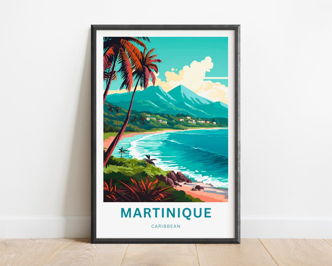 Martinique Travel Print Martinique Poster Caribbean Wall Art Framed Present Gift Caribbean Present