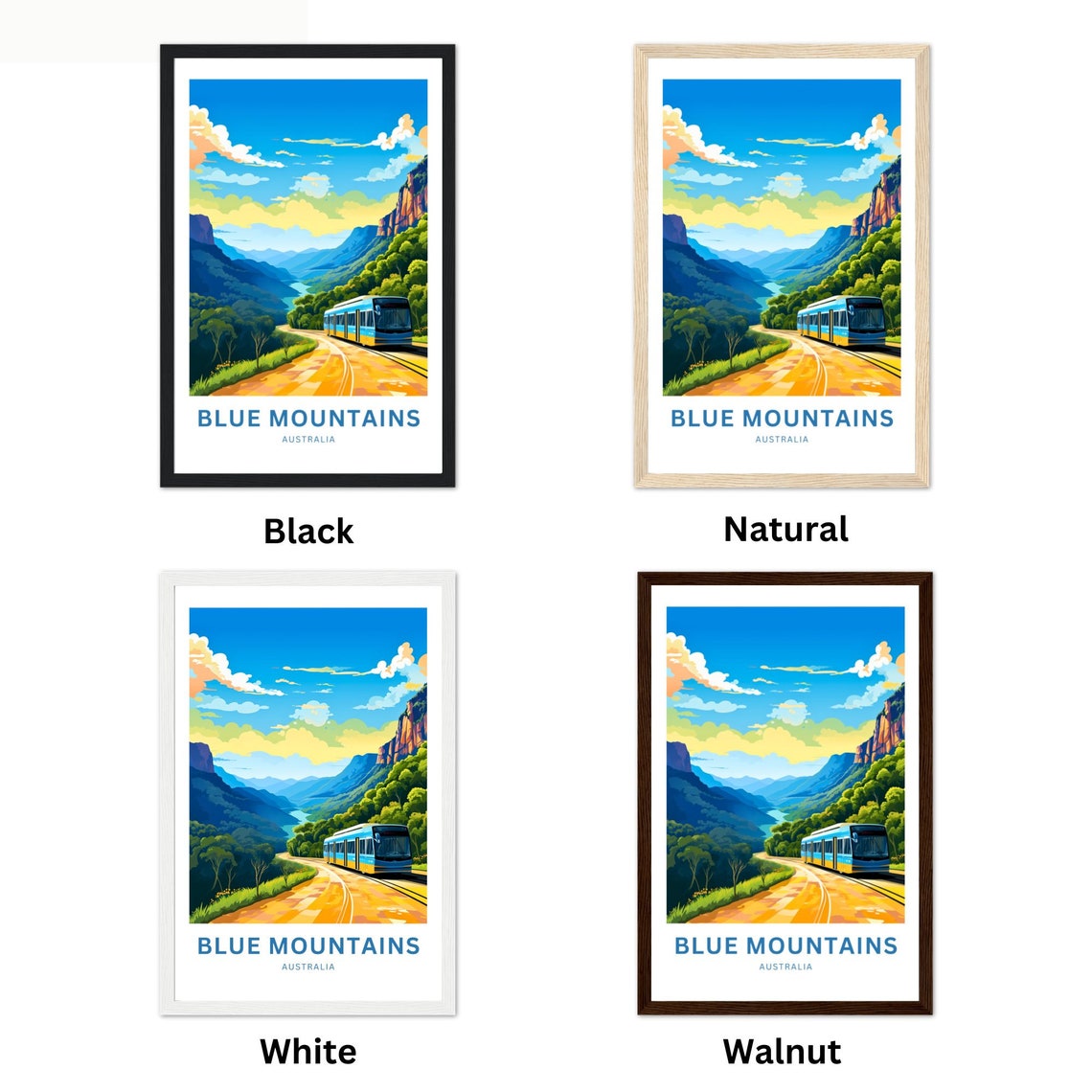 Blue Mountains Australia Train Mountain Road View Custom Text Poster - Image 2