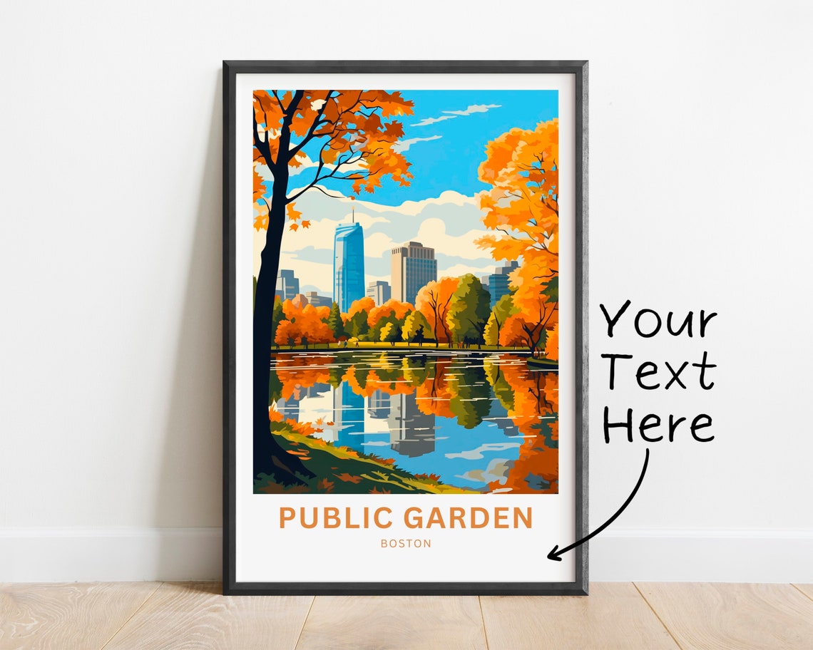Boston Public Garden Autumn Reflection Skyline Trees Scenic Poster - Image 2