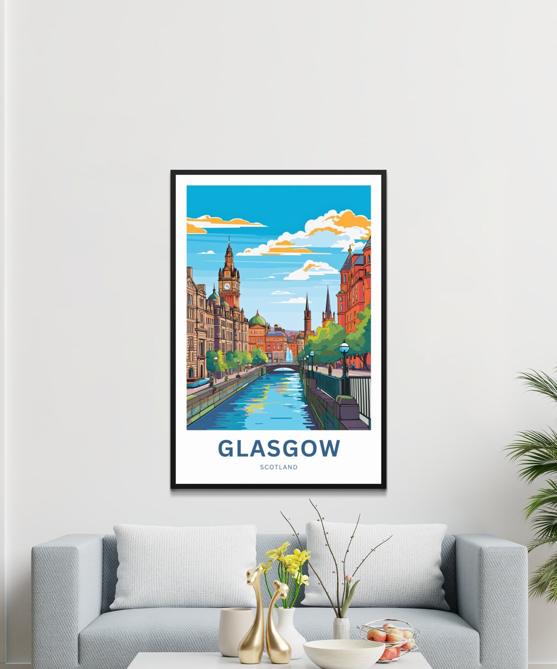 Glasgow Scotland Canal Historic Buildings Clock Tower Poster - Image 3