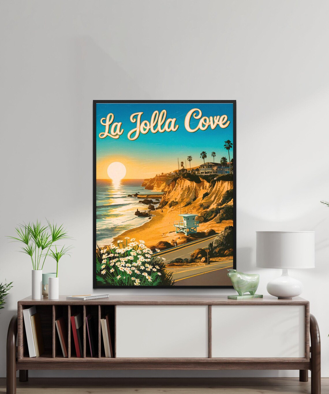 La Jolla Cove California Sunset Beach Lifeguard Tower Travel Poster - Image 3