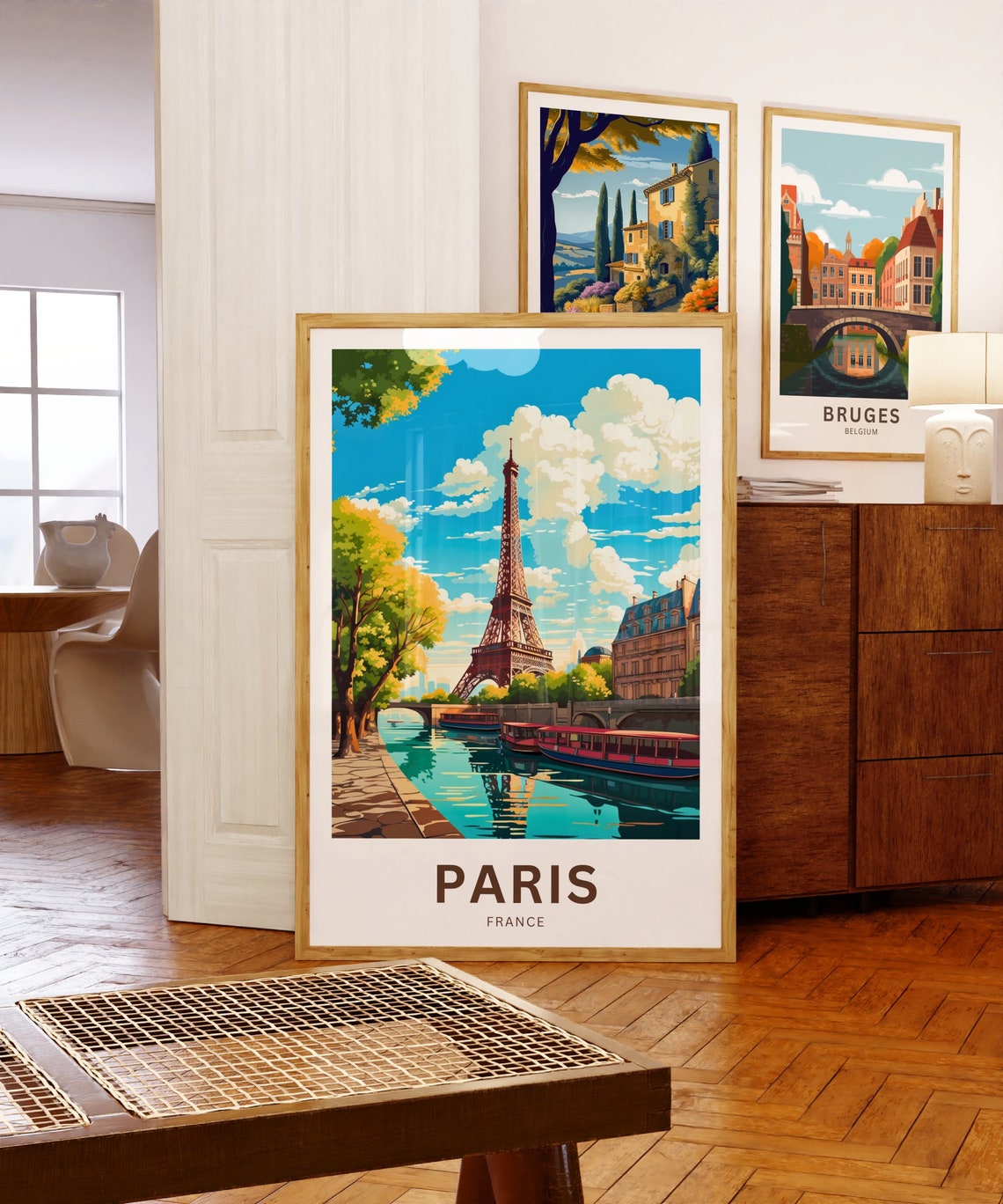 Paris France Eiffel Tower Seine Riverside Vintage Travel Poster - Image 5
