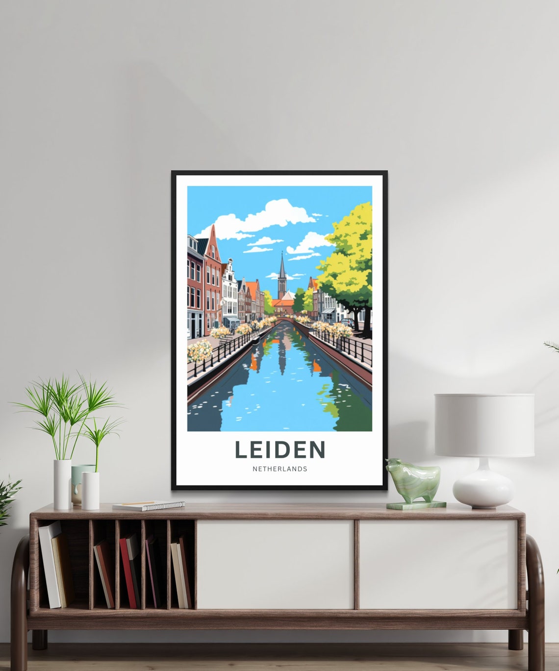 Leiden Netherlands Personalized Dutch Canal Scene Custom Poster - Image 2