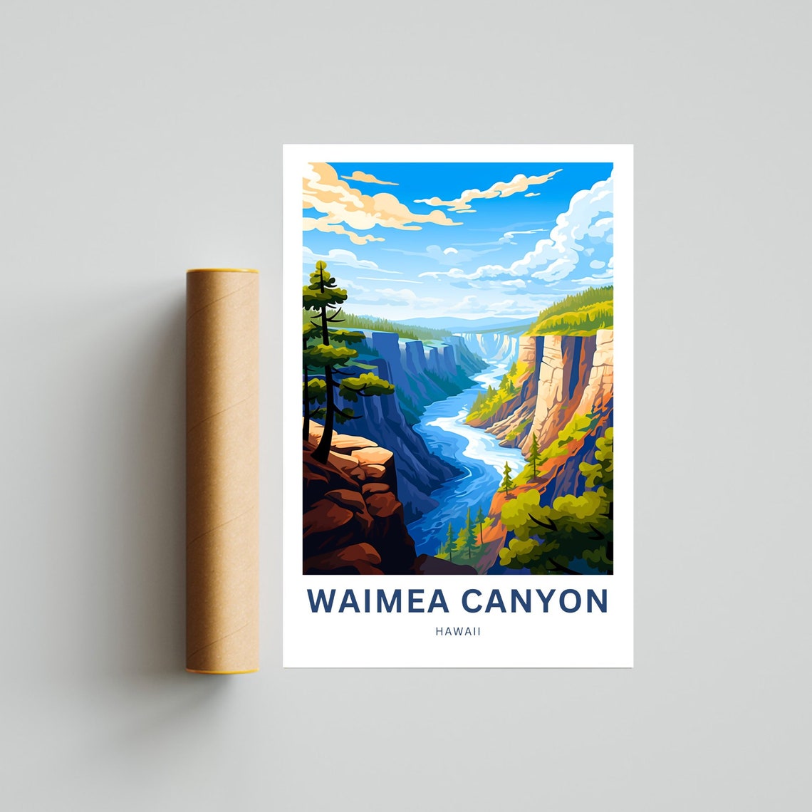 Waimea Canyon Hawaii Dramatic River Gorge Scenic Travel Art Poster - Image 4
