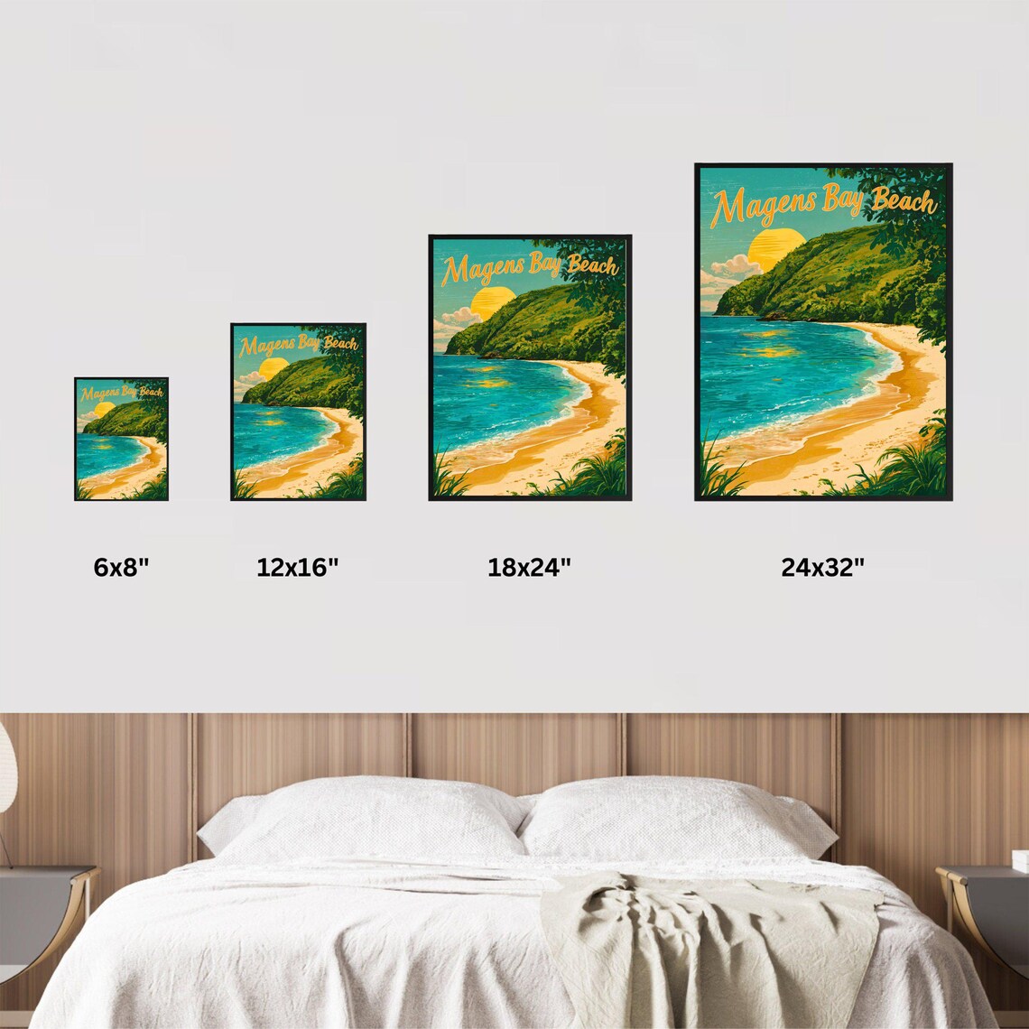Magens Bay Beach Golden Sunset Lagoon Tropical Vintage Travel Poster - Image 3