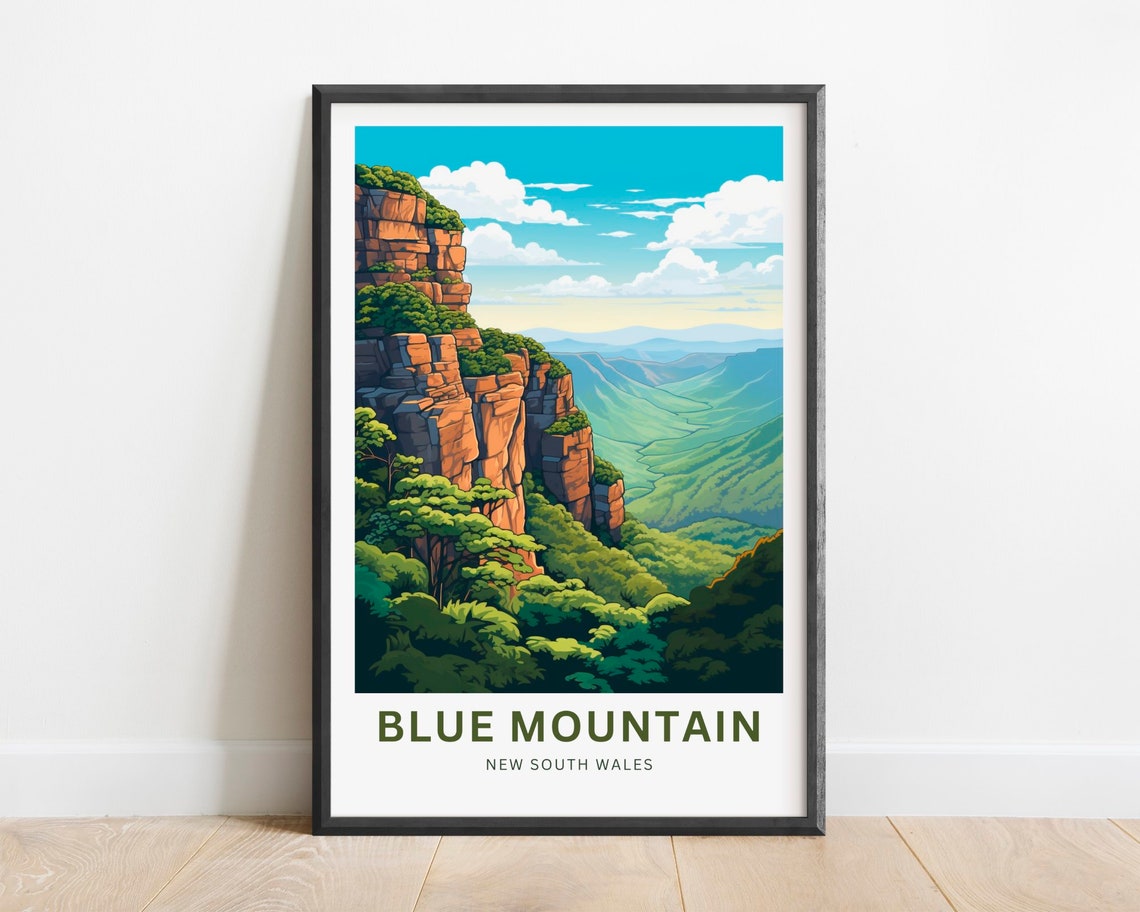 Blue Mountain New South Wales Orange Cliffs Green Vale Poster