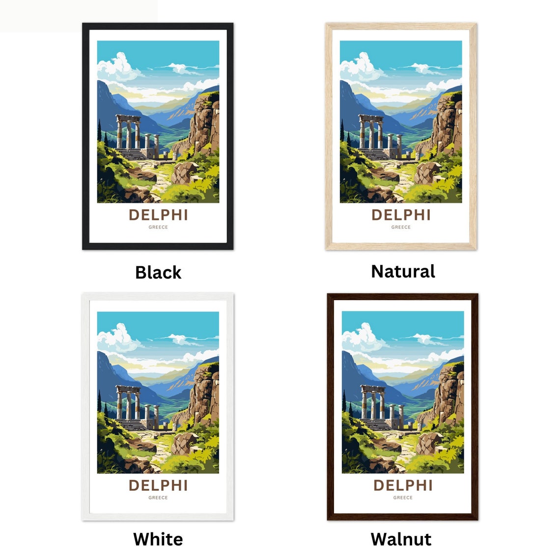 Delphi Greece Ancient Temple Ruins Mountain Valley Scene Poster - Image 2