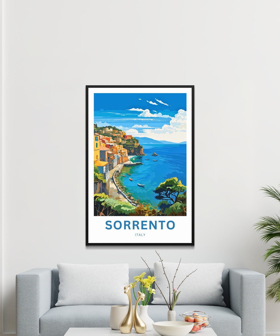 Sorrento Italy Customizable Text Harbor View Modern Travel Poster - Image 3