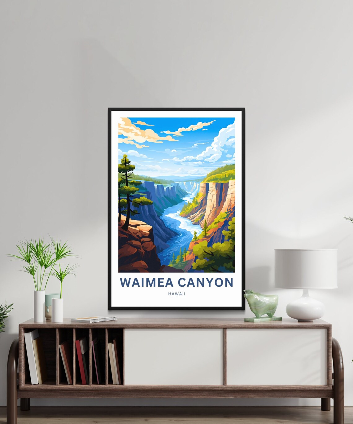 Waimea Canyon Hawaii Dramatic River Gorge Scenic Travel Art Poster - Image 2