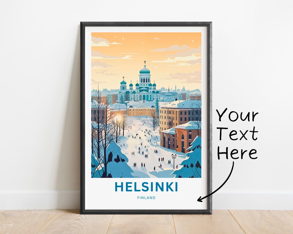 Helsinki Finland Winter Cathedral Snowy City Square View Poster