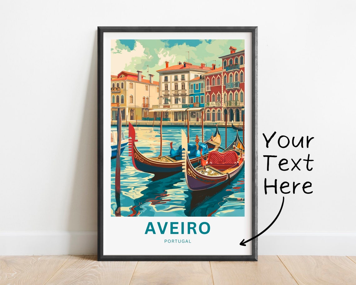 Personalized Aveiro Portugal Gondolas Custom Text Travel Poster