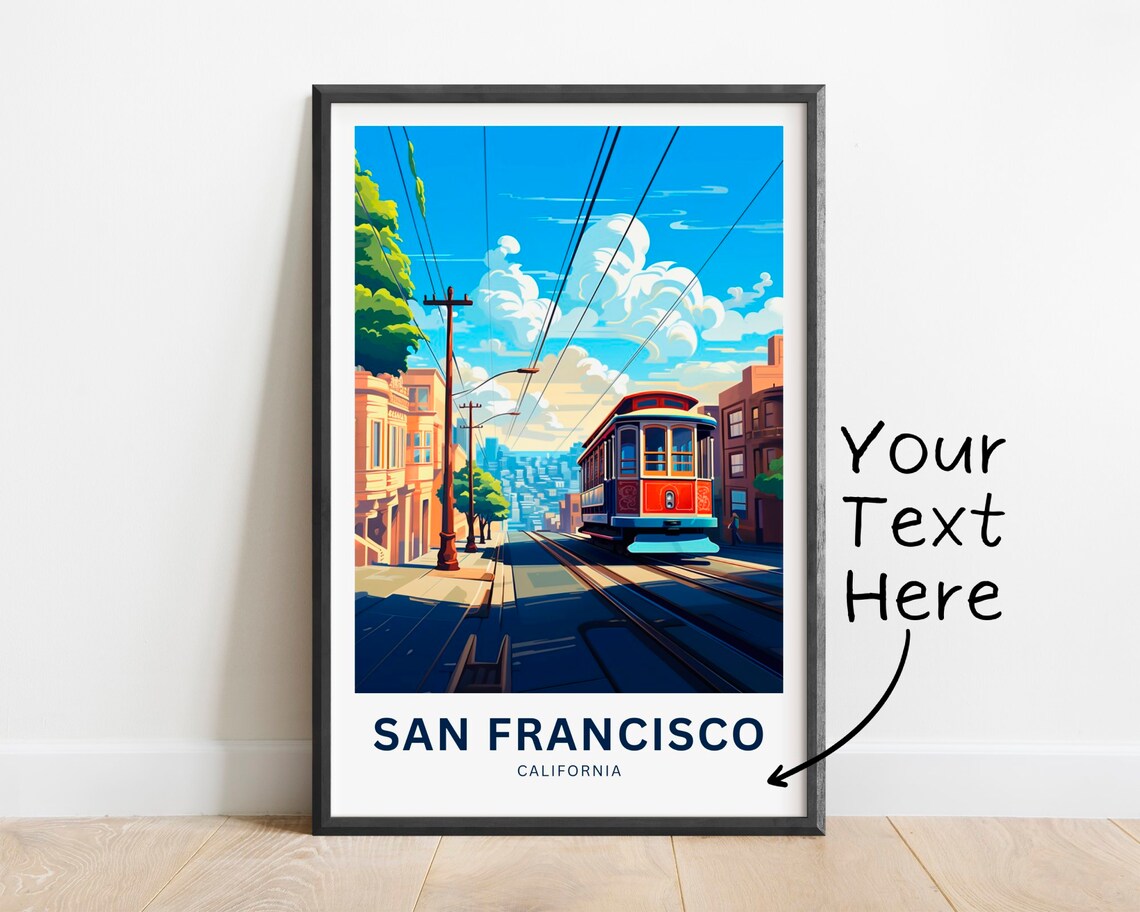 San Francisco California Cable Car City Personalized Art Poster