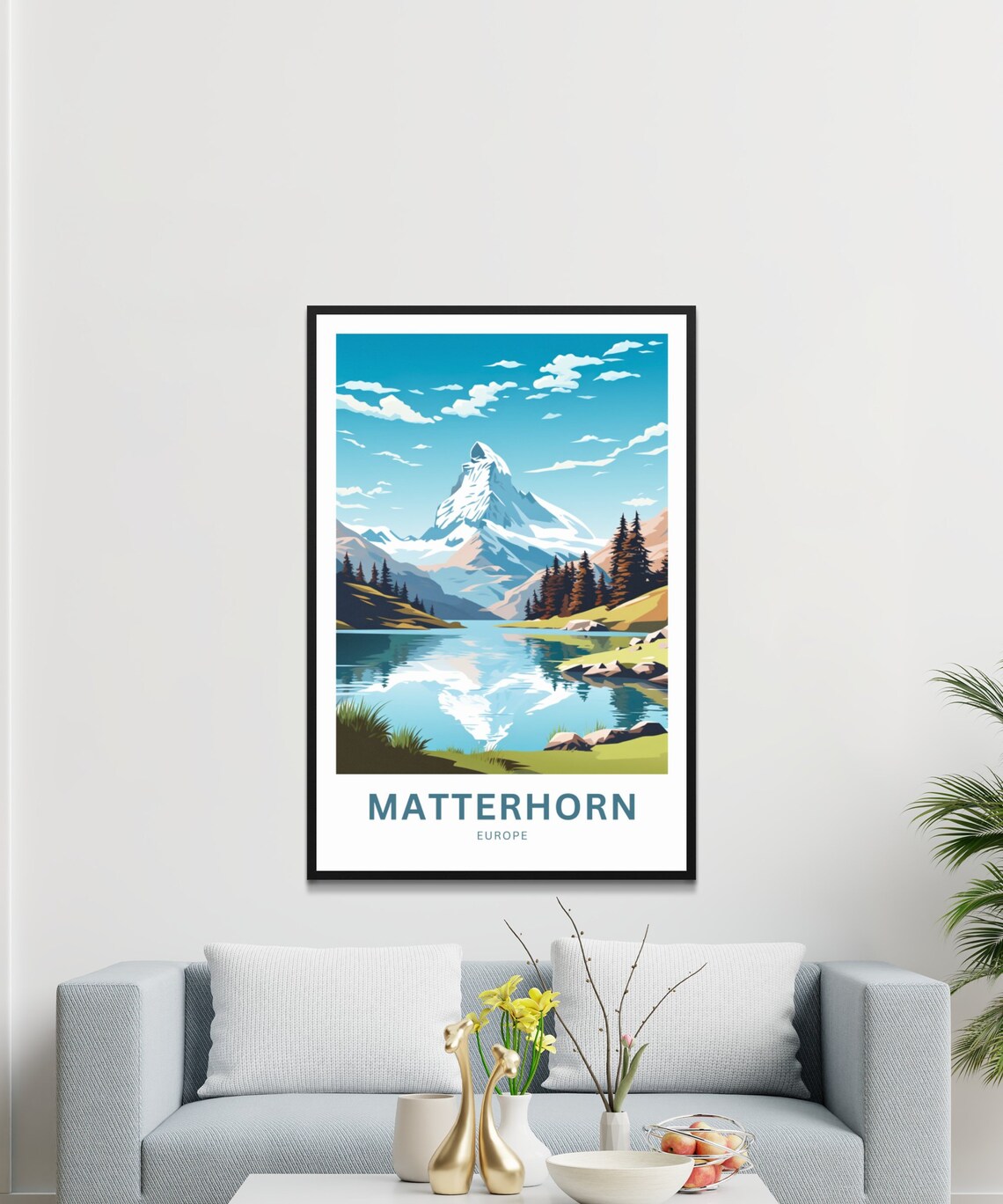 Matterhorn Europe Summer Alpine Lake Peak View Travel Poster - Image 3