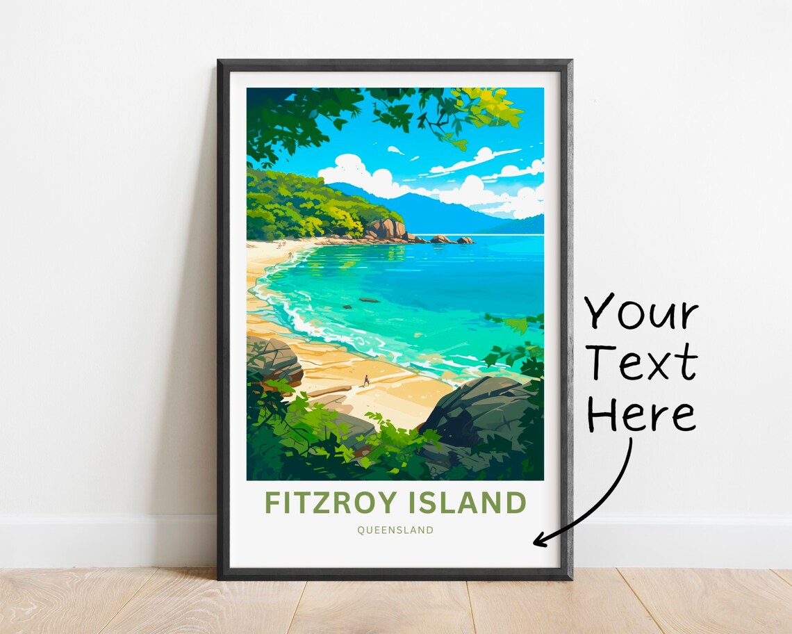 Fitzroy Island Queensland Tropical Beach Personalized Travel Poster