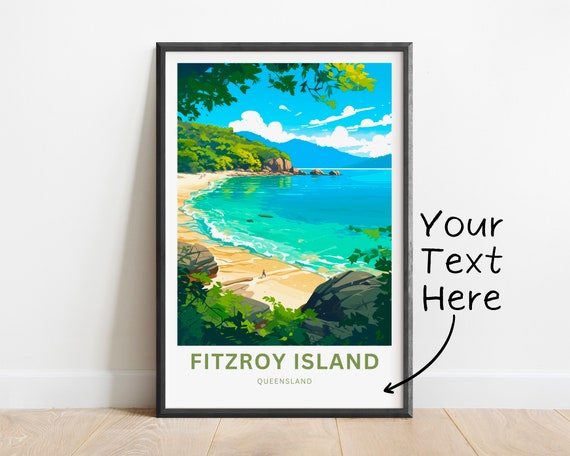 Personalized Fitzroy Island Travel Print Poster Queensland Australia Wall Art Framed Present Gift