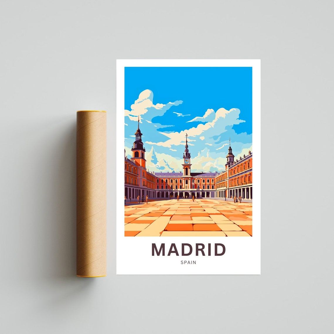 Madrid Spain Plaza Mayor Historic Square Illustration Poster - Image 4