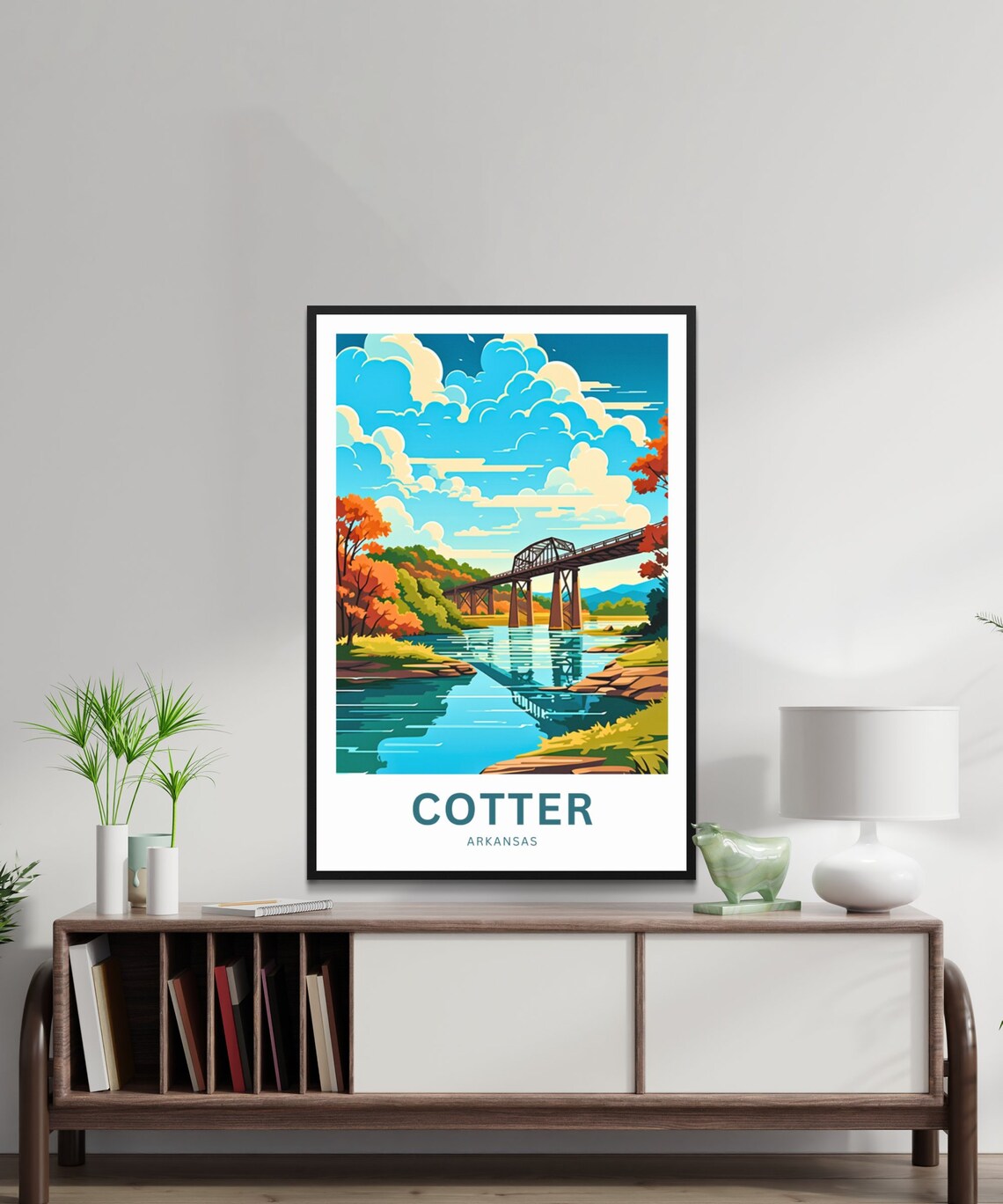 Cotter Arkansas Steel Bridge Autumn River Custom Travel Poster - Image 2