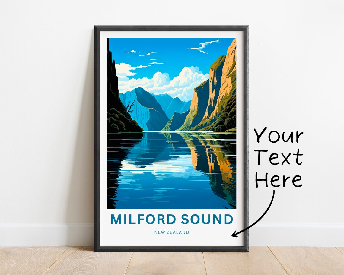 Milford Sound New Zealand Mirror Lake Reflection Custom Travel Poster