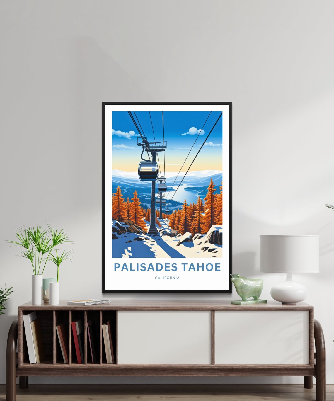 Palisades Tahoe Gondola Autumn Pines Lake Vista Travel Poster - Image 2