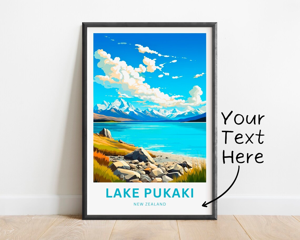 Personalized Lake Pukaki New Zealand Custom Name Travel Poster