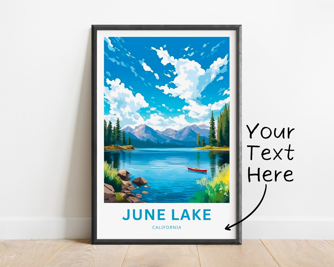 June Lake Personalized California Alpine Canoe on Lake Poster