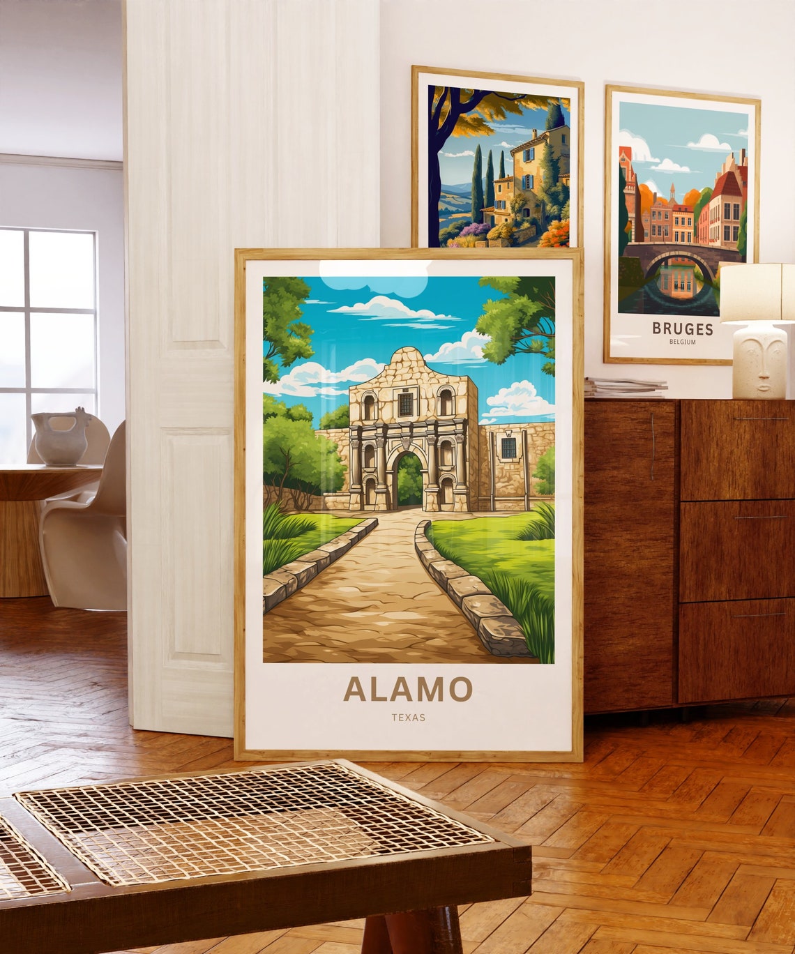 Alamo Mission Long Path View Texas Historic Personalized Travel Poster - Image 5