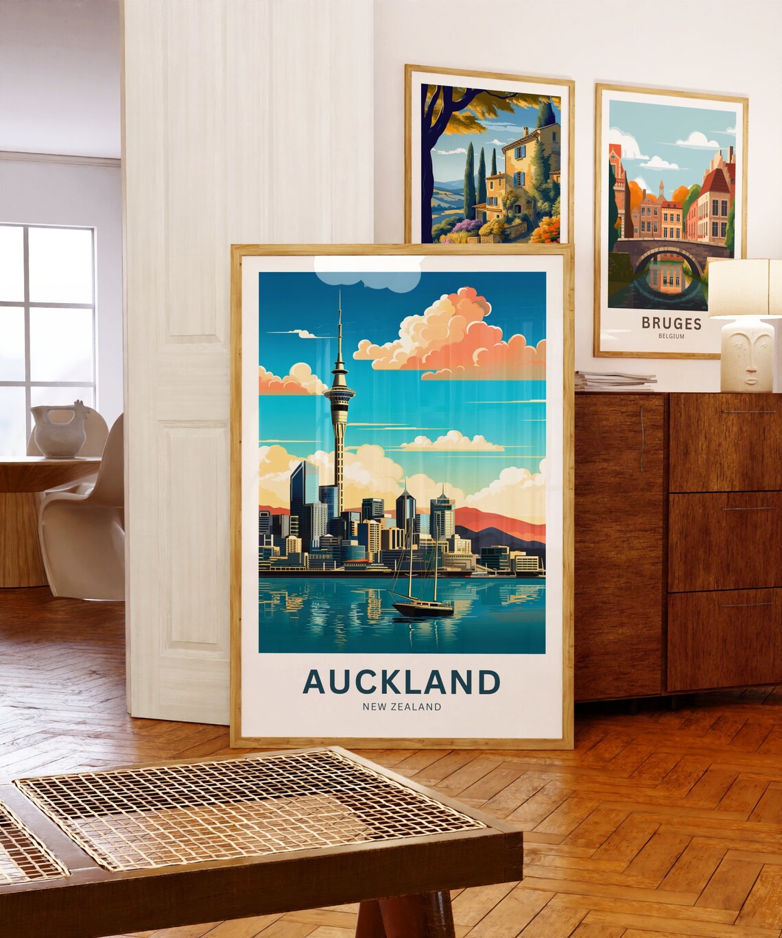 Auckland New Zealand Sky Tower Island Mountain Harbor Travel Poster - Image 5