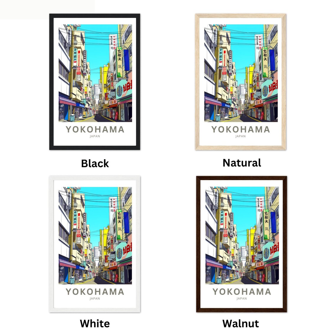 Yokohama Japan Travel Poster Chinatown Street Anime Illustration Art - Image 2