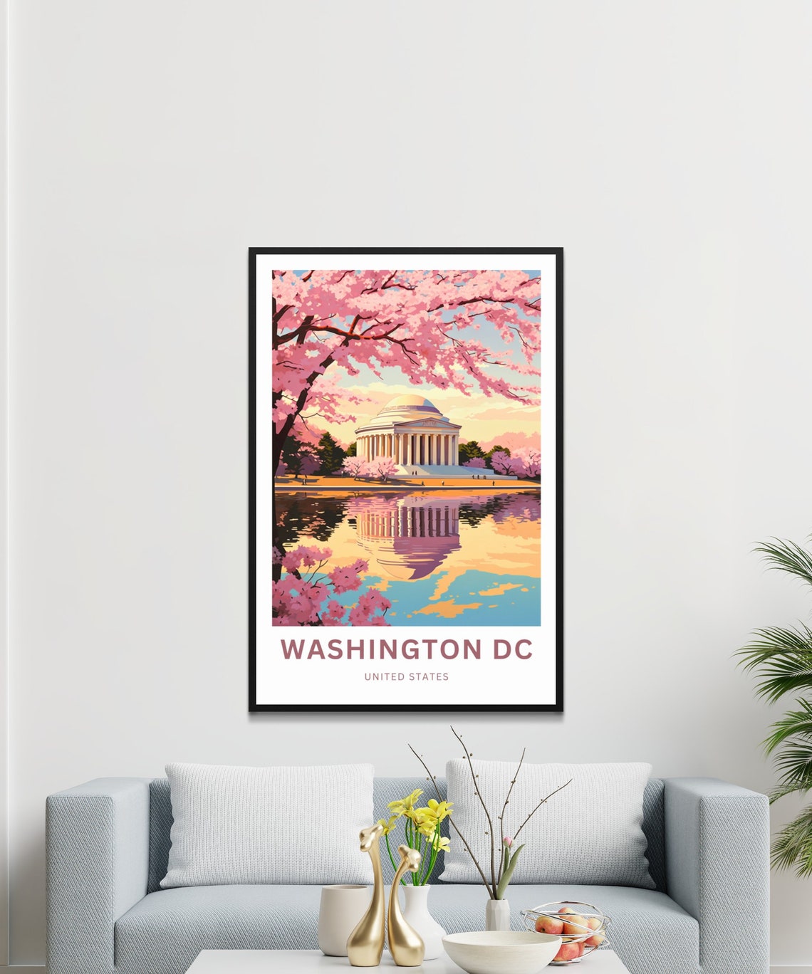 Washington DC Cherry Blossom Jefferson Memorial Spring Travel Poster - Image 3