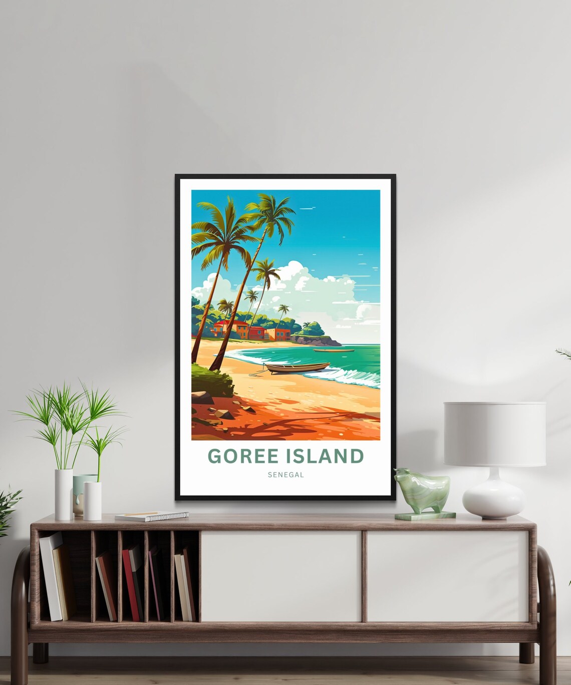 Goree Island Senegal Palm Beach Fishing Boat Vintage Travel Poster - Image 3