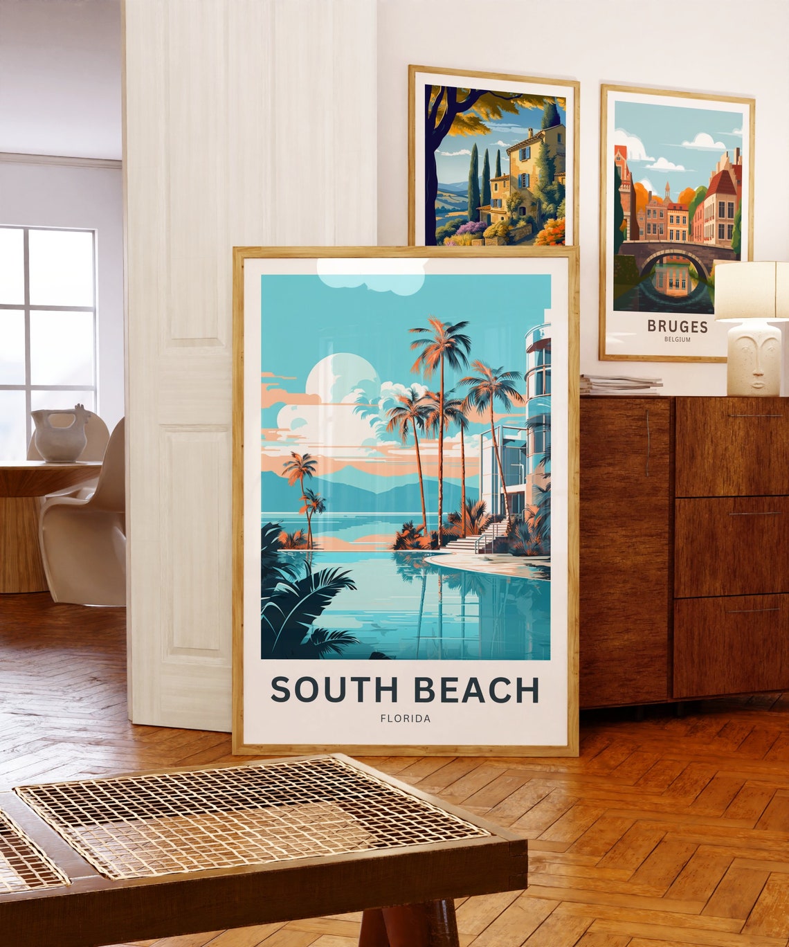 Personalized South Beach Florida Palm Trees Retro Travel Poster - Image 5