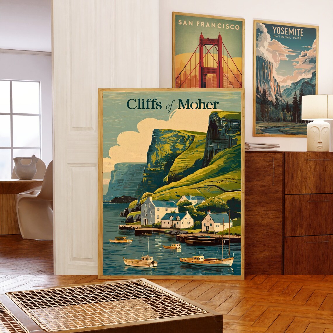Cliffs of Moher Ireland Harbor Boats Vintage Travel Poster Gift - Image 5