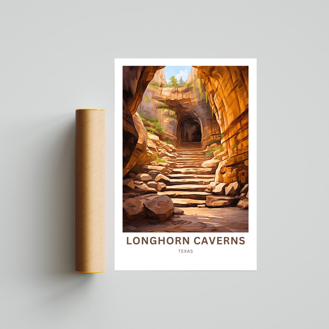 Longhorn Caverns Texas Golden Canyon Steps Adventure Travel Poster - Image 4