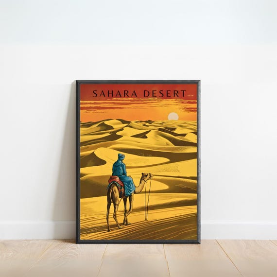Sahara Desert Vintage Travel Poster Sahara Desert Print North Africa Wall Art Framed Gift North Africa Present