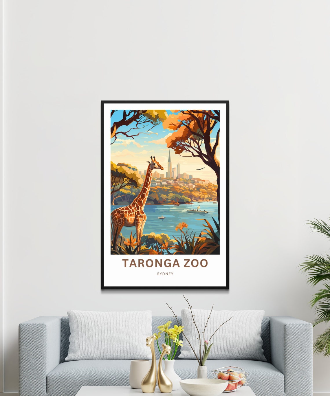 Taronga Zoo Sydney Giraffe Harbour View Skyline Travel Poster - Image 3