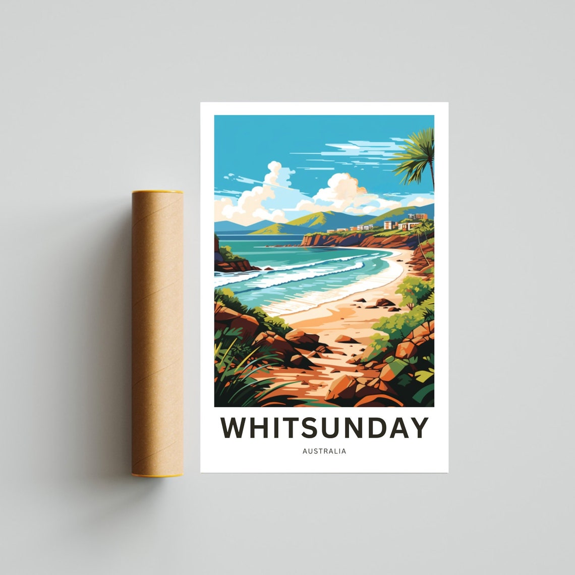 Personalized Whitsunday Australia Sandy Beach Travel Poster Gift - Image 4