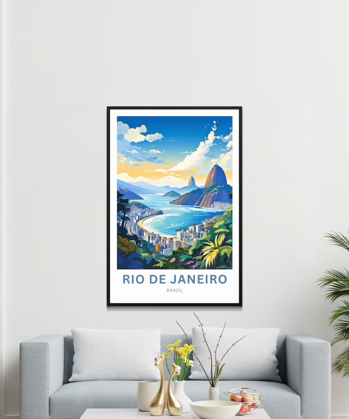 Rio De Janeiro Brazil Sugarloaf Mountain Bay Skyline Travel Poster - Image 2